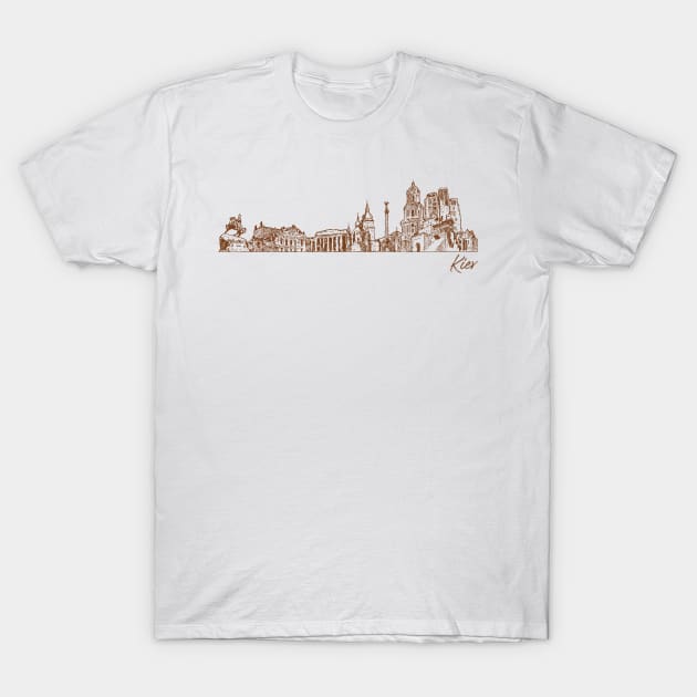 Kiev hand drawn skyline T-Shirt by SerenityByAlex